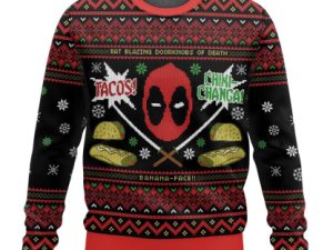 Tacos Chiki Changa Deadpool Ugly Christmas Sweater - Image 1