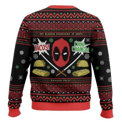 tacos chiki changa deadpool ugly christmas sweater 2 Tacos Chiki Changa Deadpool Ugly Christmas Sweater - Image 2