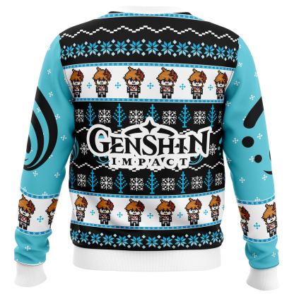 tartaglia childe genshin impact ugly christmas sweater 2 Tartaglia Childe Genshin Impact Ugly Christmas Sweater - Image 2