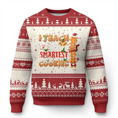 teacher ugly christmas sweater i teach the smartest cookies gingerbread man students 1 Teacher Ugly Christmas Sweater I Teach The Smartest Cookies Gingerbread Man Students - Image 1