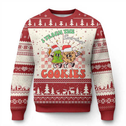teacher ugly christmas sweater i teach the smartest cookies retro groovy xmas cookies 1 Teacher Ugly Christmas Sweater I Teach The Smartest Cookies Retro Groovy Xmas Cookies - Image 1