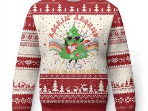 Teacher Ugly Christmas Sweater Rockin Around The Classroom Groovy Xmas Tree - Image 1