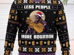 Thanos Less People More Bourbon Ugly Christmas Sweater - Image 1