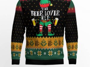 The Beer Lover Elf Ugly Christmas Sweater Holiday Gift - Image 1