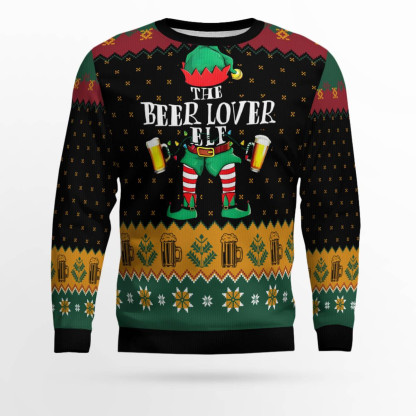 the beer lover elf ugly christmas sweater holiday gift 1 The Beer Lover Elf Ugly Christmas Sweater Holiday Gift - Image 1