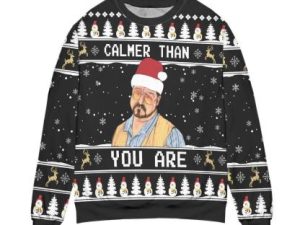 The Big Lebowski Calmer Than You Are Ugly Christmas Sweater - Image 1