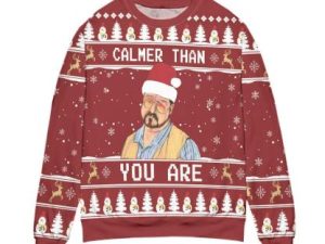 The Big Lebowski Calmer Than You Are Ugly Christmas Sweater Holiday Gift - Image 1