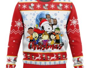 The Charlie Brown And Cute Doggy Show Ugly Christmas Sweater - Image 1