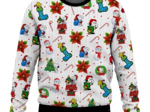 The Charlie Brown And Cute Doggy Show Ugly Christmas Sweater Holiday Gift - Image 1