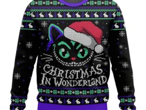 The Cheshire Cat Christmas In Wonderland Ugly Christmas Sweater - Image 1