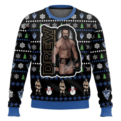 the chosen one drew mcintyre ugly christmas sweater 1 The Chosen One Drew Mcintyre Ugly Christmas Sweater - Image 1