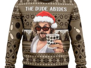 The Dude Abides The Big Lebowski Ugly Christmas Sweater - Image 1