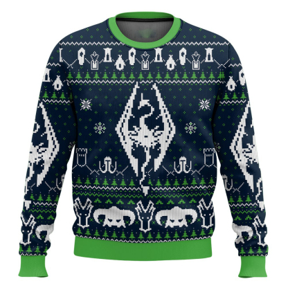the elder scrolls v skyrim ugly christmas sweater 1 The Elder Scrolls V Skyrim Ugly Christmas Sweater - Image 1