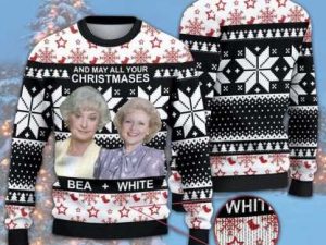 The Golden Girls And May All Your Christmases Bea White Ugly Christmas Sweater - Image 1