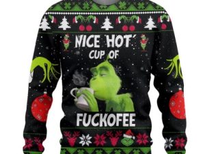 The Grinch Nice Hot Cup Of Christmas Holiday Ugly Christmas Sweater - Image 1