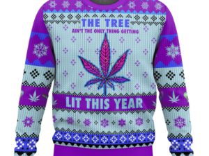 The Lit Tree Weed Ugly Christmas Sweater - Image 1