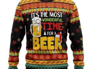 The Most Wonderful Time For A Beer Ugly Christmas Sweater - Image 1