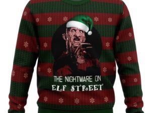 The Nightmare On Elf Street Freddy Krueger Ugly Christmas Sweater - Image 1