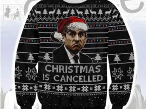 The Office Christmas Is Cancelled Ugly Christmas Sweater - Image 1