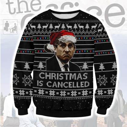 the office christmas is cancelled ugly christmas sweater 1 The Office Christmas Is Cancelled Ugly Christmas Sweater - Image 1