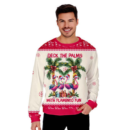the palms with flamingo funny ugly christmas sweater 2 The Palms With Flamingo Funny Ugly Christmas Sweater - Image 2