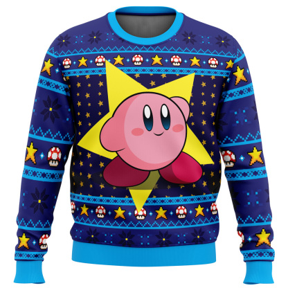 the pink hero kirbys dream land ugly christmas sweater 1 The Pink Hero Kirbys Dream Land Ugly Christmas Sweater - Image 1
