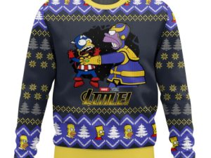 The Simpson Family Thannos Homer Ugly Christmas Sweater - Image 1
