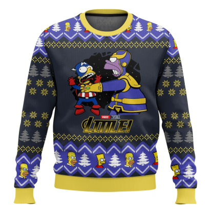 the simpson family thannos homer ugly christmas sweater 1 The Simpson Family Thannos Homer Ugly Christmas Sweater - Image 1