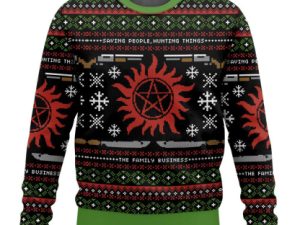 The Winchester Family Hunting Things Ugly Christmas Sweater - Image 1