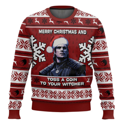 the witcher toss a coin to your witcher ugly christmas sweater 1 The Witcher Toss A Coin To Your Witcher Ugly Christmas Sweater - Image 1