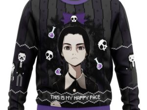 This Is My Happy Face Wednesday Addams Ugly Christmas Sweater - Image 1