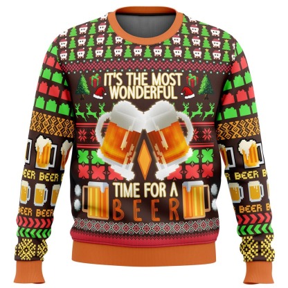 time for a beer ugly christmas sweater xmas gift 1 Time For A Beer Ugly Christmas Sweater Xmas Gift - Image 1