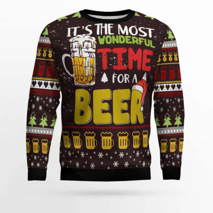 time for beer ugly christmas sweater 1 Time For Beer Ugly Christmas Sweater - Image 1