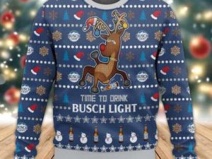 Time To Drink Busch Light Ugly Christmas Sweater - Image 1