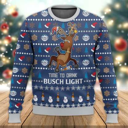 time to drink busch light ugly christmas sweater 1 Time To Drink Busch Light Ugly Christmas Sweater - Image 1