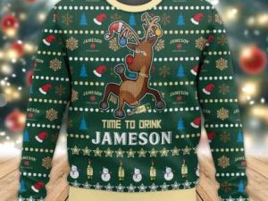 Time To Drink Jameson Ugly Christmas Sweater - Image 1