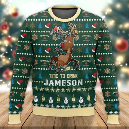 time to drink jameson ugly christmas sweater 1 Time To Drink Jameson Ugly Christmas Sweater - Image 1