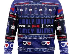 Timey Wimey Doctor Who Ugly Christmas Sweater Holiday Gift - Image 1