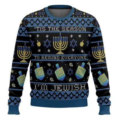 tis the season to remind everyone im jewish ugly christmas sweater 1 Tis The Season To Remind Everyone Im Jewish Ugly Christmas Sweater - Image 1