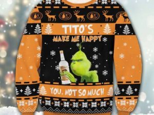 Titos Grinch Happy Ugly Christmas Sweater - Image 1