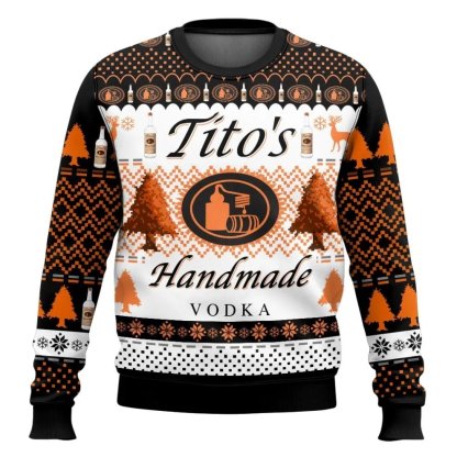 titos handmade vodka christmas tree ugly christmas sweater 1 Titos Handmade Vodka Christmas Tree Ugly Christmas Sweater - Image 1