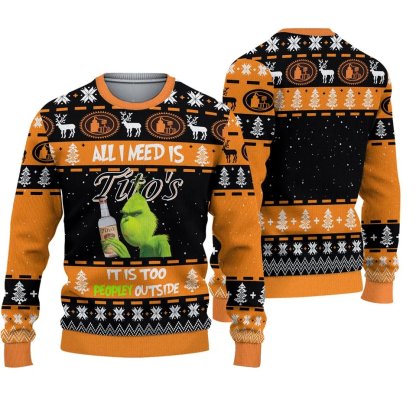 titos is all grinch want for ugly christmas sweater 1 Titos Is All Grinch Want For Ugly Christmas Sweater - Image 1