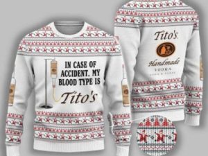 Titos Is My Blood Type Ugly Christmas Sweater - Image 1