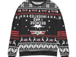 Top Gun Because I Was Inverted Snowflake Pattern Ugly Christmas Sweater - Image 1