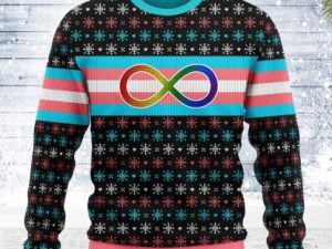 Transgender Autistic Flag Ugly Christmas Sweater - Image 1