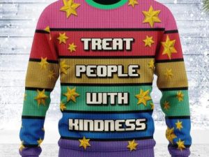 Treat People With Kindness Ugly Christmas Sweater Holiday Gift - Image 1