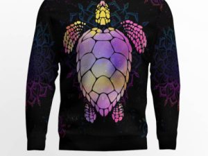 Turtle Purple Mandala Ugly Christmas Sweater - Image 1