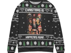 Twin Peaks Christmas Is Happening Again Snowflake Pattern Ugly Christmas Sweater - Image 1