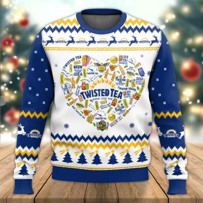 twisted tea heart ugly christmas sweater 1 Twisted Tea Heart Ugly Christmas Sweater - Image 1