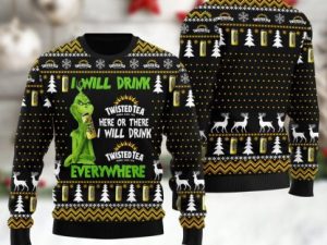 Twisted Tea Will Drink Everywhere Ugly Christmas Sweater - Image 1